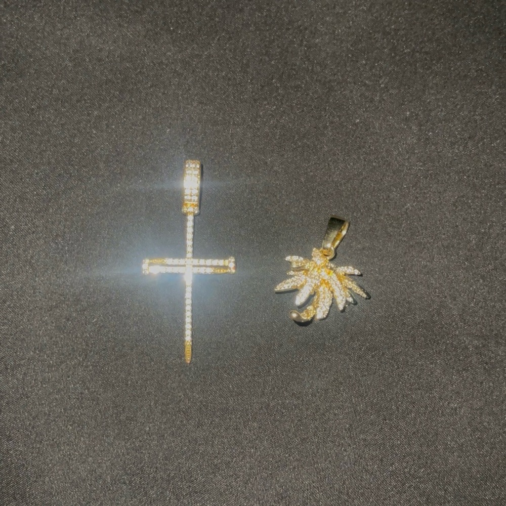 NEEDLE CROSS & PALM TREE PENDANTS